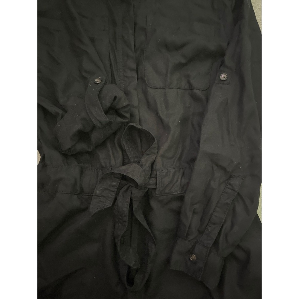 Banana Republic Women Black Utility Romper Long Sleeve Drawstring Waist Size 4 - Picture 6 of 8
